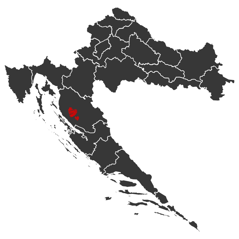 Location Croatia map map of Croatia with its municipalities and a location marker of Srce Like